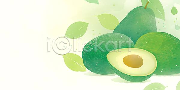 신선 JPG 일러스트 AI일러스트 AI콘텐츠 건강 국내일러스트 다이어트 백그라운드 비타민 수채화 아보카도 영양 유기농 잎 재료 채식주의자 초록색