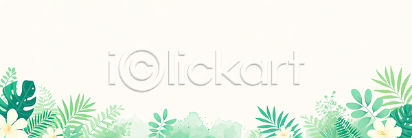 JPG 일러스트 AI일러스트 AI콘텐츠 국내일러스트 꽃 수채화 식물 열대식물 열대잎 잎 잔디 초록색 트로피컬아트 프레임 화초