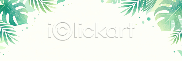 JPG 일러스트 AI일러스트 AI콘텐츠 국내일러스트 나뭇잎 수채화 식물 열대식물 열대잎 잎 초록색 트로피컬아트 풍경 프레임