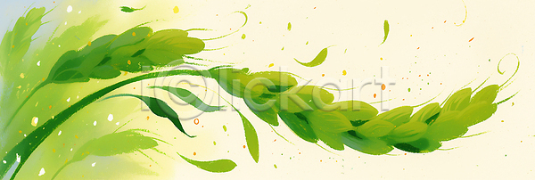 JPG 일러스트 AI일러스트 AI콘텐츠 국내일러스트 농작물 백그라운드 식물 연두색 잎 자연 채소 청보리 청보리밭 하늘 환경