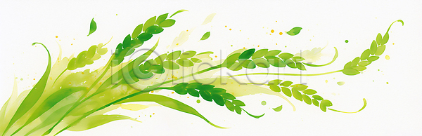 JPG 일러스트 AI일러스트 AI콘텐츠 국내일러스트 백그라운드 뷰티풀 수채화 식물 연두색 잎 자연 청보리 청보리밭 환경