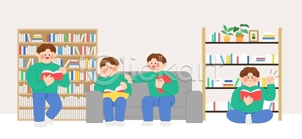 즐거움 집중 남자 AI파일 일러스트 교양 국내일러스트 꾸준함 노력 도서관 독서 소파 시간 일상 읽기 작심삼일 책 학습