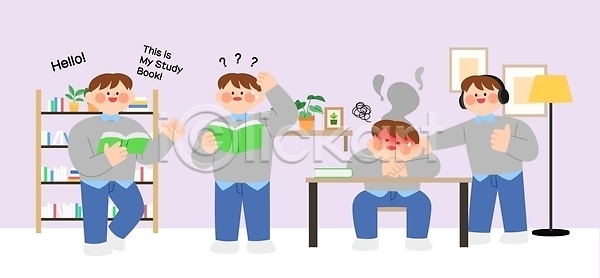 스트레스 집중 남자 AI파일 일러스트 교육 국내일러스트 꾸준함 남학생 노력 독서 시간 영어교육 인사 작심삼일 책 책상 학교 학생 학습