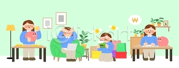 계획 목표 절약 여자 AI파일 일러스트 가정 경제 관리 국내일러스트 꾸준함 노력 돈 문제 소비 수익 시간 작심삼일 재정 저금통 저축 컴퓨터 학습