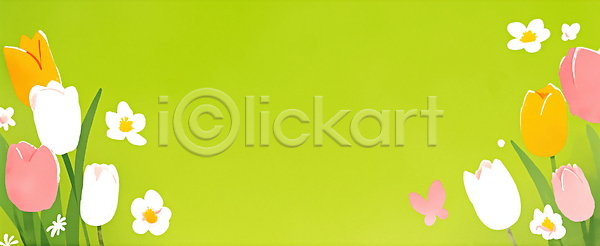 JPG 일러스트 AI일러스트 AI콘텐츠 국내일러스트 그림 꽃 꽃백그라운드 나비 디자인 밝음 봄 생명 식물 자연 초록색 컬러 튤립 화사함 화초