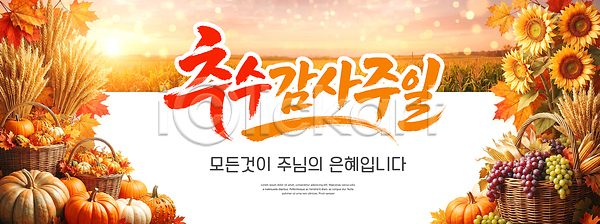 감사 축하 PSD 편집이미지 가을 단풍 바구니 예수 은혜 음식 이미지편집 이벤트 추수감사절 풍경 해바라기 햇빛 호박