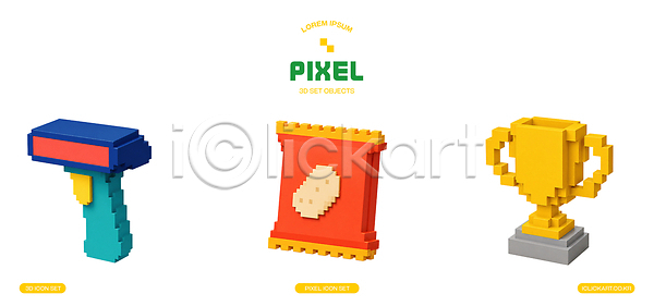 3D PSD 편집이미지 과자 세트 쇼핑 오브젝트 장난감 트로피 편집3D 픽셀