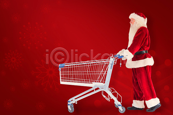 남자 노년 노인남자한명만 한명 JPG 옆모습 포토 해외이미지 빨간색 산타클로스 쇼핑 쇼핑카 전신 크리스마스 해외202004