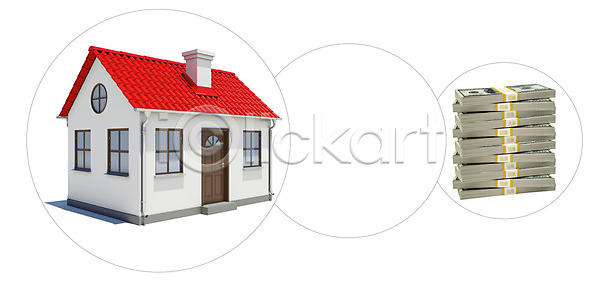 사람없음 JPG 포토 해외이미지 건물 돈 돈다발 부동산 빨간색 쌓기 주택 해외202004 흰배경