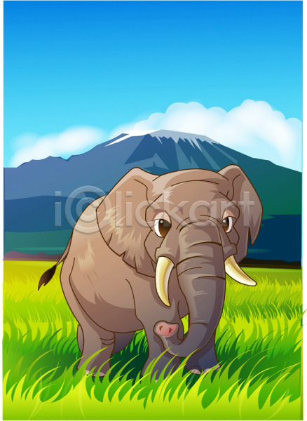 사람없음 EPS 일러스트 동물 동물원 사바나 세렝게티 아프리카 야생동물 야외 열대우림 육지동물 주간 척추동물 초원(자연) 코끼리 포유류 한마리