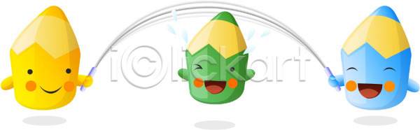 상상 사람없음 EPS 일러스트 교육 교육캐릭터 단체줄넘기 달리기 문구용품 색연필 연필 연필캐릭터 오브젝트 운동 일러캐릭터 점프 줄넘기 캐릭터 클립아트 필기구