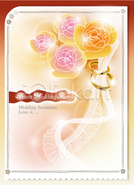 사람없음 EPS 카드템플릿 템플릿 결혼 고리 꽃 반지 부케 식물 청첩장 카드(감사)
