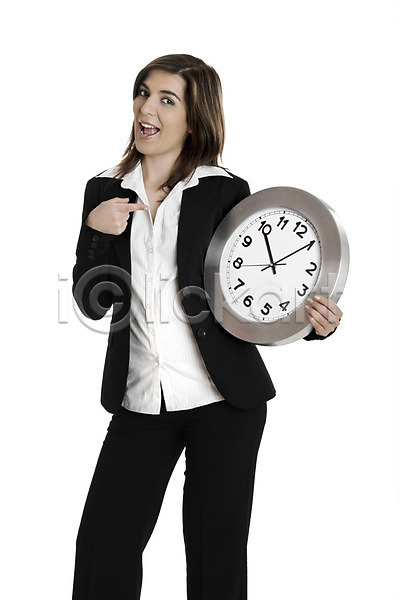 스트레스 행복 사람 여자 한명 JPG 포토 해외이미지 긍정 날짜 바쁨 비즈니스 비즈니스우먼 손목시계 순간 시간 시계 업무 잡기 컨셉 해외202004 흰색