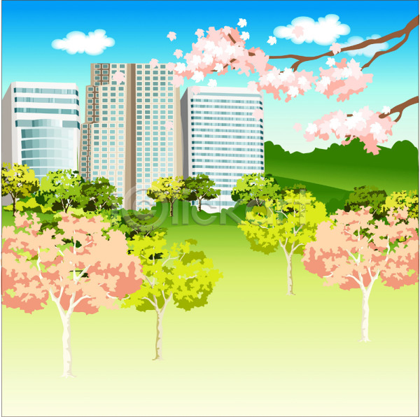 사람없음 EPS 일러스트 건물 건축 공공시설 공원 꽃 나무 도시 백그라운드 비즈니스 빌딩 시설물 아파트 야외 자연 주간 풍경(경치) 하늘 현대건축
