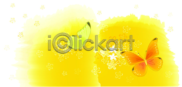 사람없음 EPS 일러스트 계절 곤충 나비 노란색 백그라운드 봄 사계절 자연 절지류 컬러 풍경(경치)