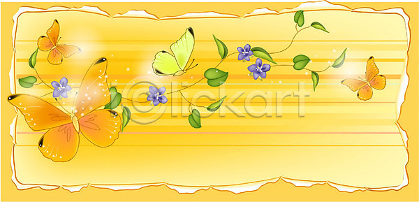 사람없음 EPS 일러스트 계절 곤충 꽃 나비 노란색 백그라운드 봄 봄꽃 자연 절지류 컬러 풍경(경치)