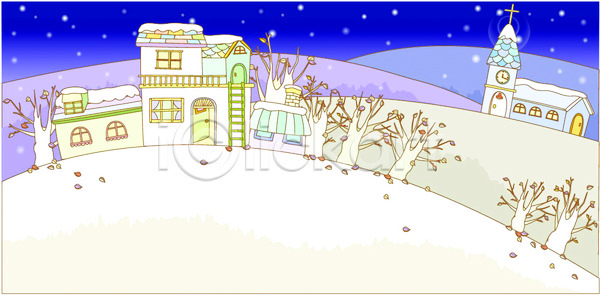 사람없음 EPS 일러스트 건물 겨울 겨울배경 계절 교회 낙엽 눈(날씨) 마을 백그라운드 사계절 야외 자연 주택 풍경(경치)