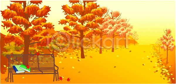 사람없음 EPS 일러스트 가을(계절) 가을배경 계절 공공시설 공원 나무 낙엽 단풍 마을 백그라운드 벤치 사계절 산책로 야외 자연 주황색 책 컬러 풍경(경치)