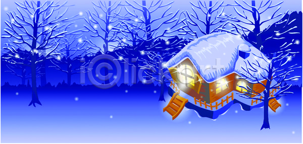 사람없음 EPS 일러스트 하이앵글 겨울 겨울배경 계절 나무 눈(날씨) 마을 백그라운드 빛 사계절 산장 야간 야외 오두막 자연 조명 주택 풍경(경치)