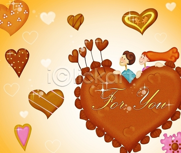 기쁨 로맨틱 사랑 행복 남자 두명 사람 여자 PSD 일러스트 감정 발렌타인데이 초콜릿 커플 하트