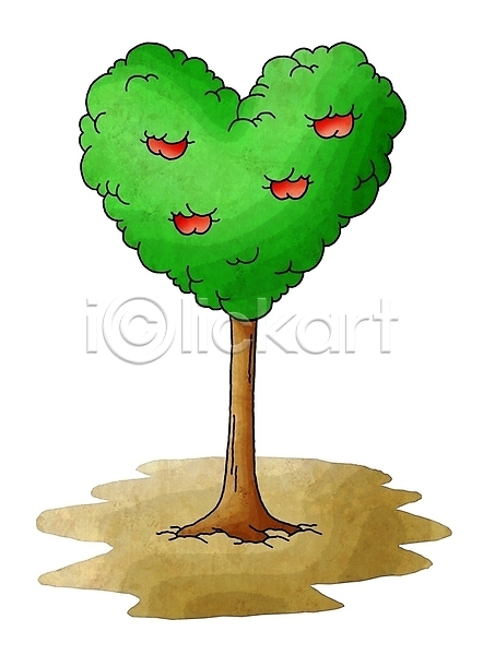 사랑 사람없음 JPG 일러스트 기독교 나무 식물 야외 열매 종교 페인터 하트 한그루