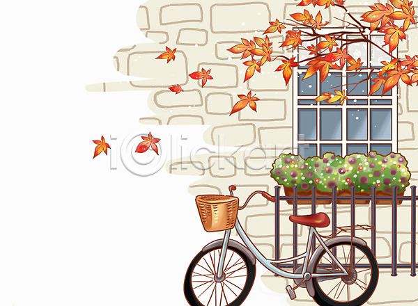 사람없음 PSD 일러스트 가을(계절) 가을배경 계절 나무 낙엽 단풍 백그라운드 사계절 야외 육상교통 자연 자전거 창문 페인터 풍경(경치)