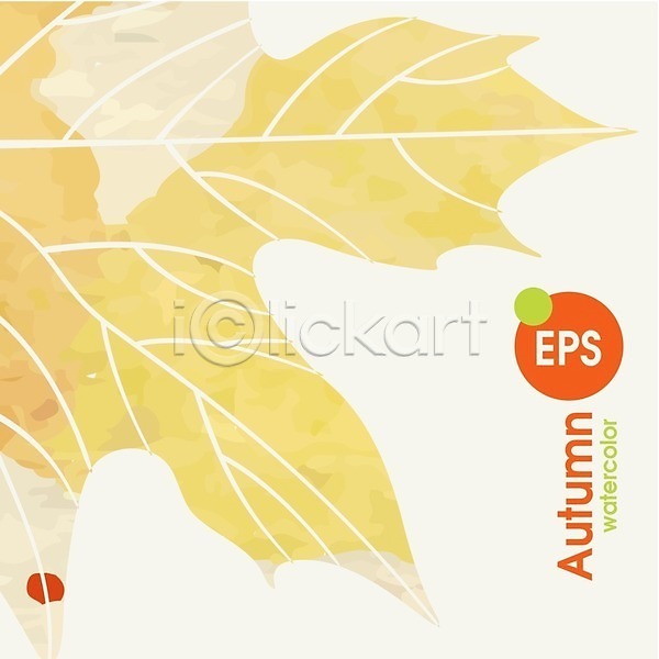 사람없음 EPS 일러스트 해외이미지 가을(계절) 노란색 단풍 백그라운드 수채화(물감) 식물 잎 자연 해외202004