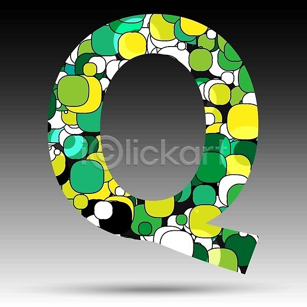 사람없음 EPS 일러스트 해외이미지 Q 그래픽 대문자 물방울무늬 알파벳 초록색 텍스트 해외202004