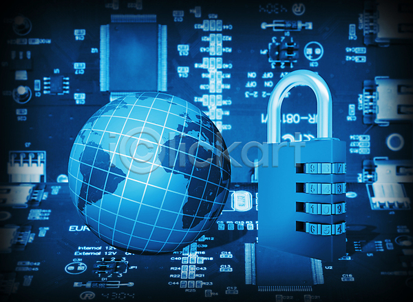 보호 사람없음 JPG 포토 해외이미지 개인정보 디지털 반짝임 백그라운드 보안 사이버 자물쇠 지구모양 파란색 해외202004 회로판