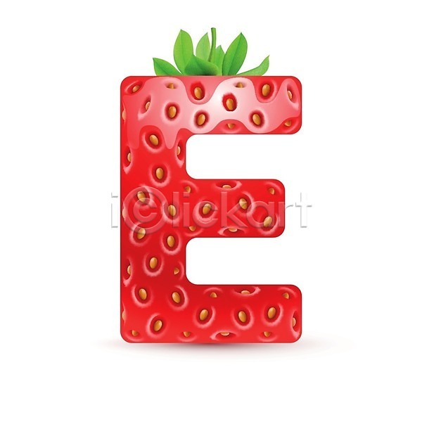 사람없음 EPS 일러스트 해외이미지 E 대문자 딸기 맛있는 모양 빨간색 알파벳 텍스트 해외202004