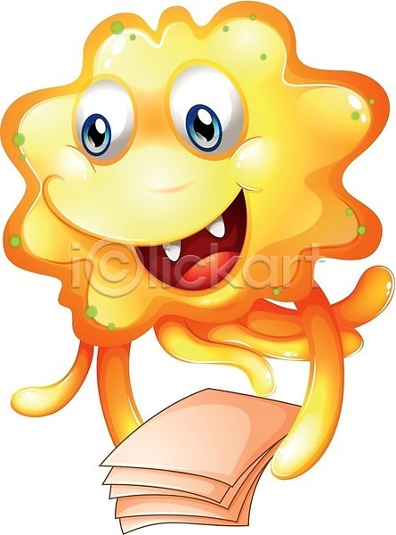 사람없음 EPS 일러스트 해외이미지 괴물 노란색 들기 몬스터 종이 캐릭터 해외202004