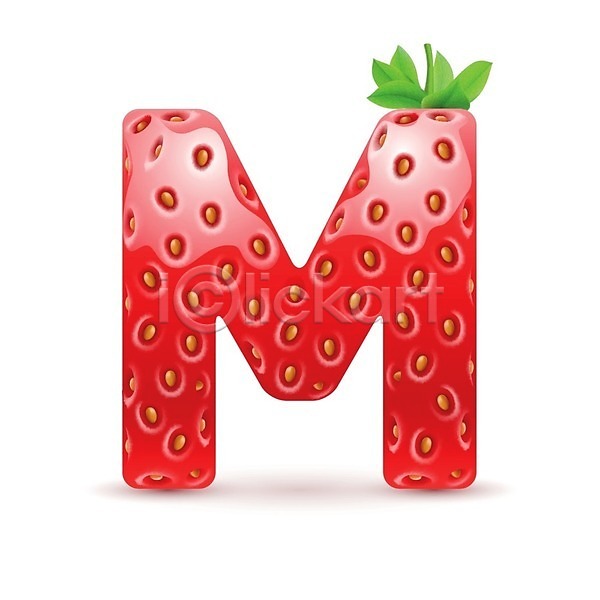 사람없음 EPS 일러스트 해외이미지 M 대문자 딸기 맛있는 모양 빨간색 알파벳 텍스트 해외202004