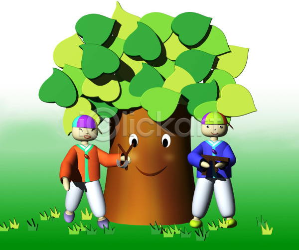 남자 두명 사람 소녀(어린이) 소년 어린이 어린이만 3D JPG 일러스트 나무 놀이 놀이용품 동화나라 새총 식물 애니메이션 캐릭터 컴퓨터그래픽