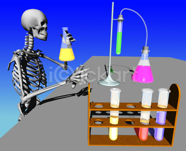 사람없음 3D JPG 일러스트 과학 근골격기관 기구 도구 뼈 시험관 실험 실험기구 연구원 용액 장기(의학) 직업 컴퓨터그래픽 플라스크 해골 화학 휴먼