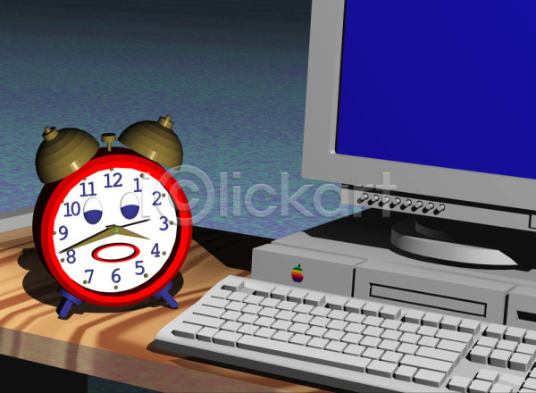 미래 사람없음 3D JPG 일러스트 시계 자명종 캐릭터 컴퓨터 컴퓨터그래픽 키보드