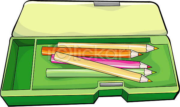 사람없음 EPS 아이콘 내부 문구용품 색연필 연필 연필꽂이 자석필통 컬러 필기구 필통