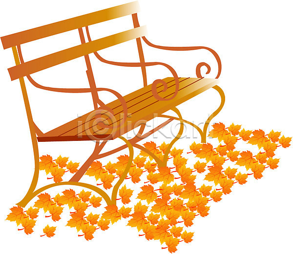 사람없음 EPS 아이콘 가을(계절) 계절 낙엽 단풍 벤치 사계절 의자 자연