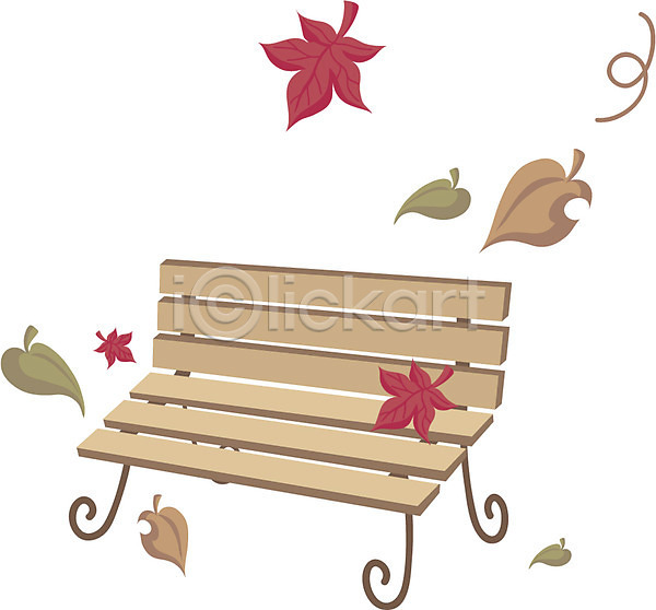 사람없음 EPS 아이콘 가을(계절) 계절 낙엽 단풍 벤치 사계절 의자 자연
