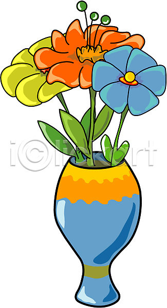 사람없음 EPS 아이콘 꽃 꽃꽂이 꽃병 노란색 빨간색 식물 여러송이 장미 클립아트 파란색 화분