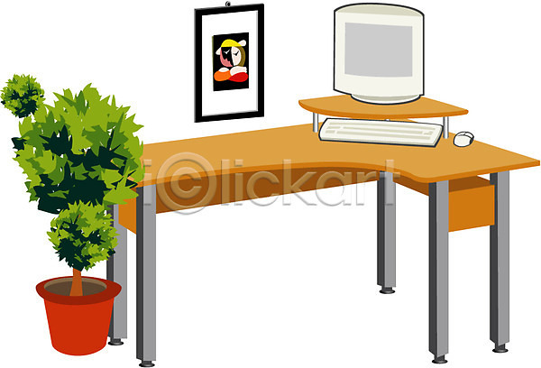 사람없음 EPS 아이콘 나무 마우스 모니터 사무실 식물 액자 오브젝트 직장 책상 컴퓨터 컴퓨터용품 클립아트 키보드 화분