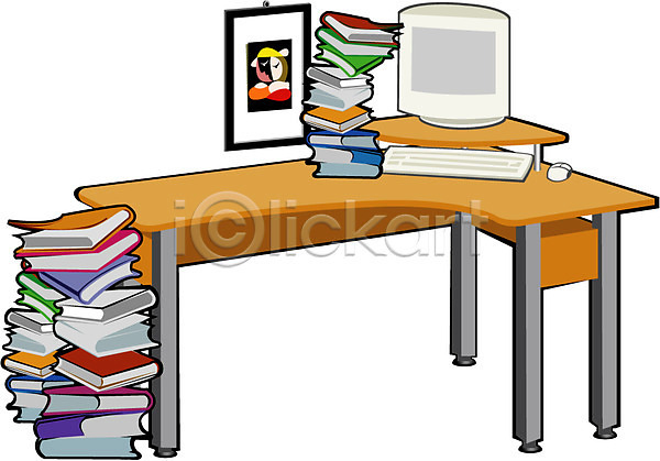 사람없음 EPS 아이콘 마우스 모니터 사무실 액자 오브젝트 직장 책 책더미 책상 컴퓨터 클립아트 탁자