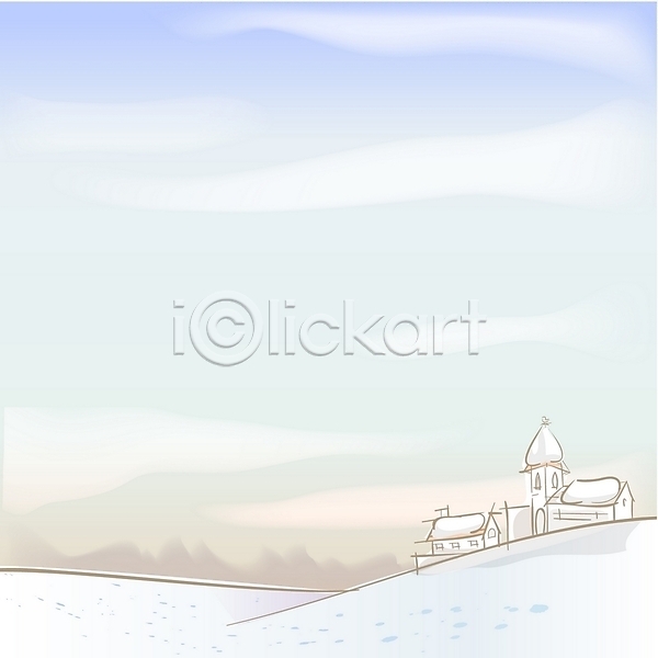 사람없음 EPS 일러스트 겨울 겨울배경 계절 눈(날씨) 백그라운드 사계절 야외 언덕 자연 주간 주택 풍경(경치) 하늘