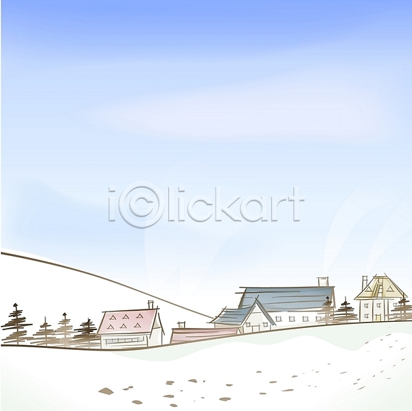 사람없음 EPS 일러스트 겨울 겨울배경 계절 눈(날씨) 마을 백그라운드 사계절 산 야외 언덕 자연 주간 주택 풍경(경치) 하늘