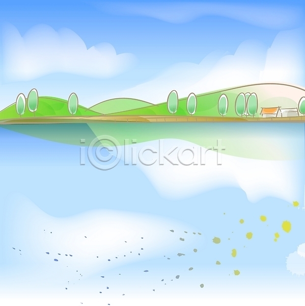 상큼 사람없음 EPS 일러스트 강 계절 구름(자연) 나무 나뭇잎 바람 백그라운드 봄 봄배경 사계절 산 야외 자연 주간 주택 초록색 풍경(경치) 하늘 호수