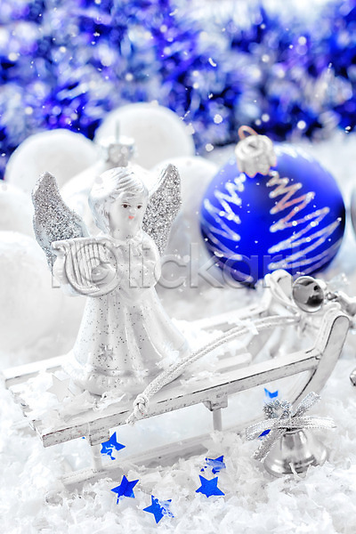 새로움 축하 사람없음 JPG 포토 해외이미지 12월 겨울 공 눈송이 디자인 묘사 백그라운드 별 빛 은색 장식 장식볼 천사 축제 크리스마스 파란색 해외202004 흰색