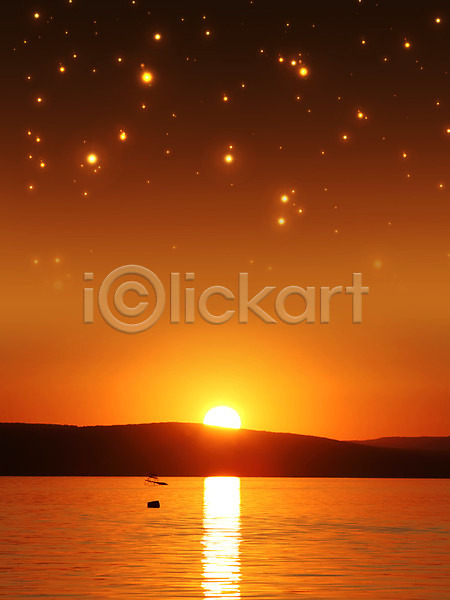 사람없음 JPG 포토 해외이미지 SF 물결 반사 별 빛 산 아침 야간 야외 언덕 자연 태양 풍경(경치) 하늘 해외202004 햇빛 호수