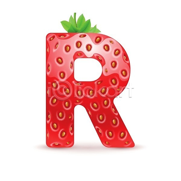 사람없음 EPS 일러스트 해외이미지 R 대문자 딸기 맛있는 모양 빨간색 알파벳 텍스트 해외202004