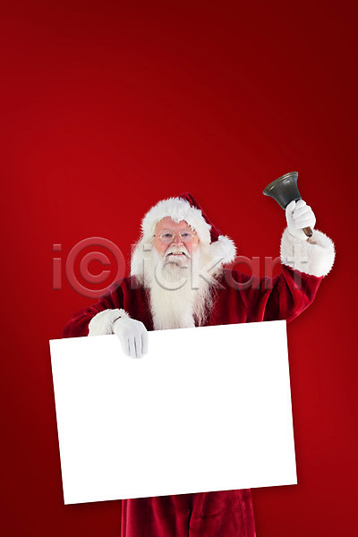 남자 노년 노인남자한명만 한명 JPG 앞모습 포토 해외이미지 들기 빨간색 사각형 산타클로스 상반신 징글벨 크리스마스 프레임 해외202004