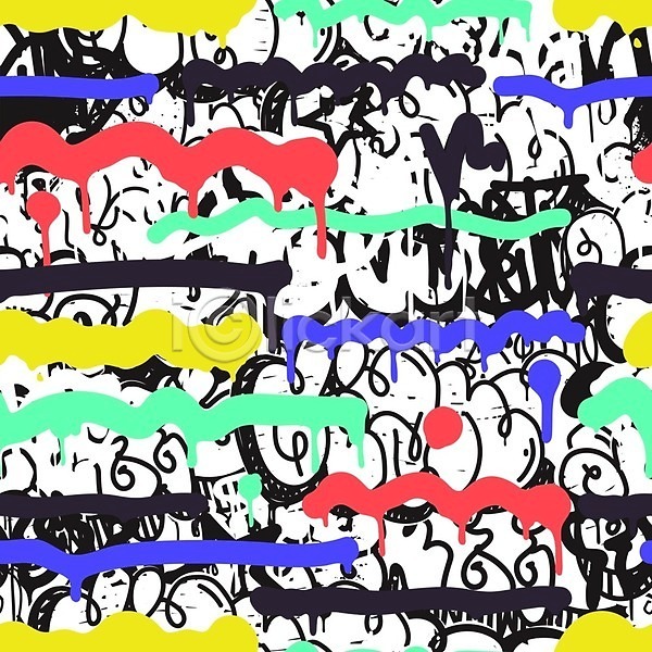 사람없음 EPS 일러스트 해외이미지 검은색 그래피티 낙서 미술 백그라운드 왕관 초록색 추상 패턴 페인트 해외202004