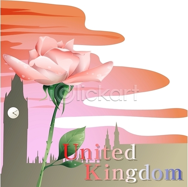 사람없음 EPS 일러스트 공공시설 국화 꽃 나라꽃 분홍색 빅벤 시계탑 식물 야외 여름꽃 여행 영국 자연 장미 클립아트 탑
